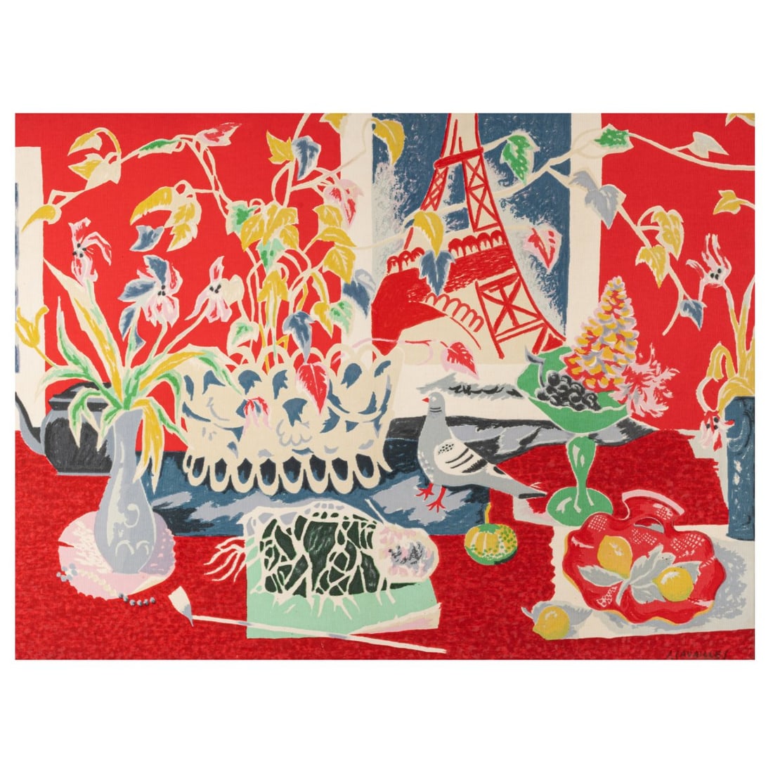 Jules Cavaillès (1901 Carmaux - 1977 Épineuil), Wall hanging 'L'Atelier du (1 of 2)