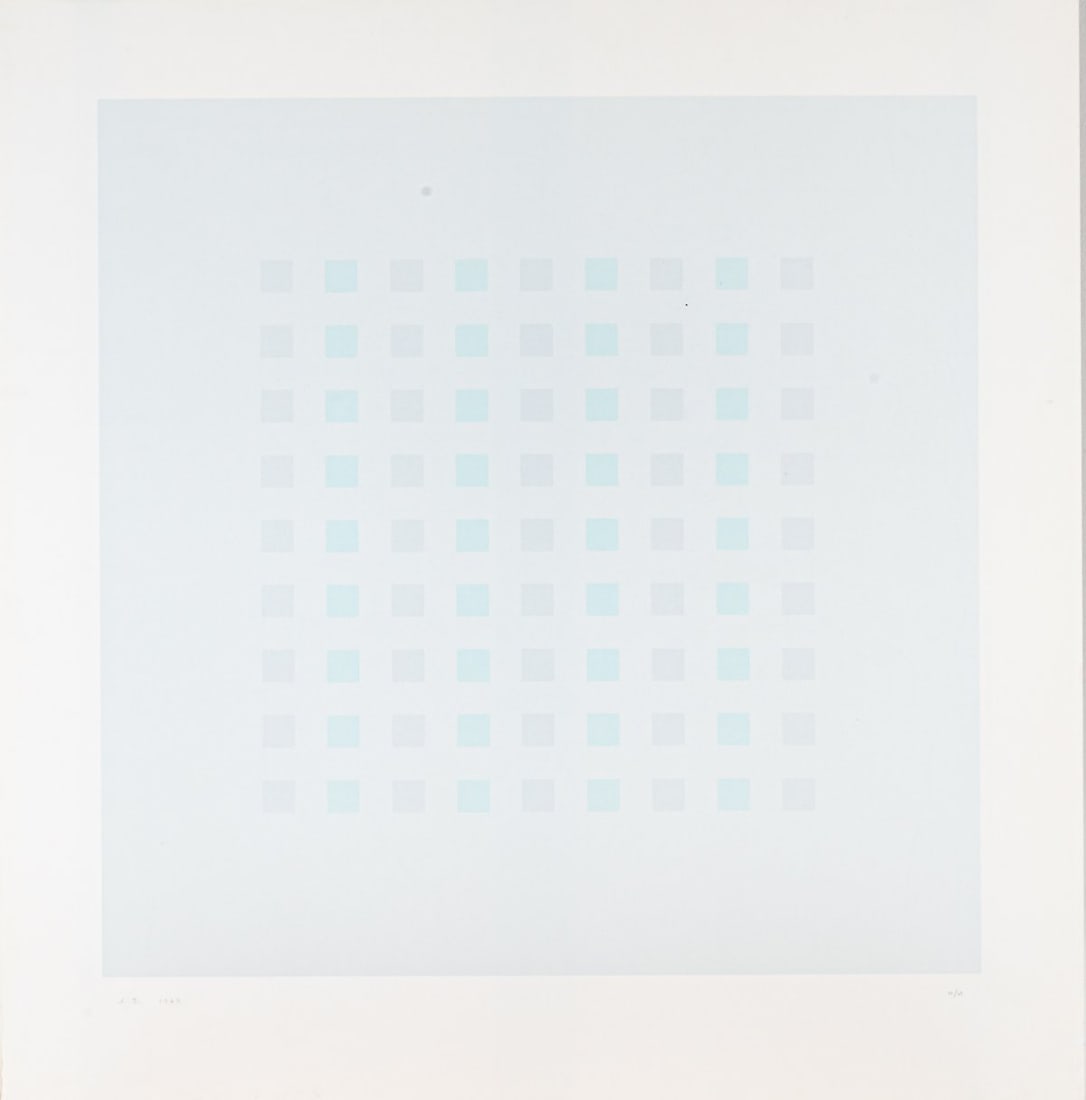 Antonio Calderara (1903 Abbiategrasso - 1978 Vacciago), Portfolio of Geometric Composites, 1972: <p>7 sheets color serigraph on paper. Each 69 x 66.5 cm. Each monogrammed A. C. and dated 1972 lower left, each numbered III/VI (pencil) lower right. Each copy III of VI copies. Loose in a portf