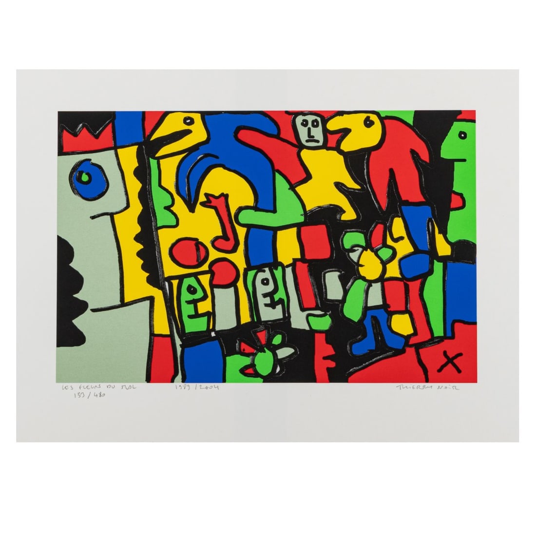 Thierry Noir (1958 Lyon - lives and works in Berlin), 'LES FLEURS DU MAL', 1989/2004: <p>Color serigraph on wove paper. 50.0 x 60.0 cm (sheet). Titled lower left: LES FLEURS DU MAL, dated: 1989/2004 and numbered: 153/480, signed lower right: THIERRY NOIR (pencil). Copy 153 of 480
