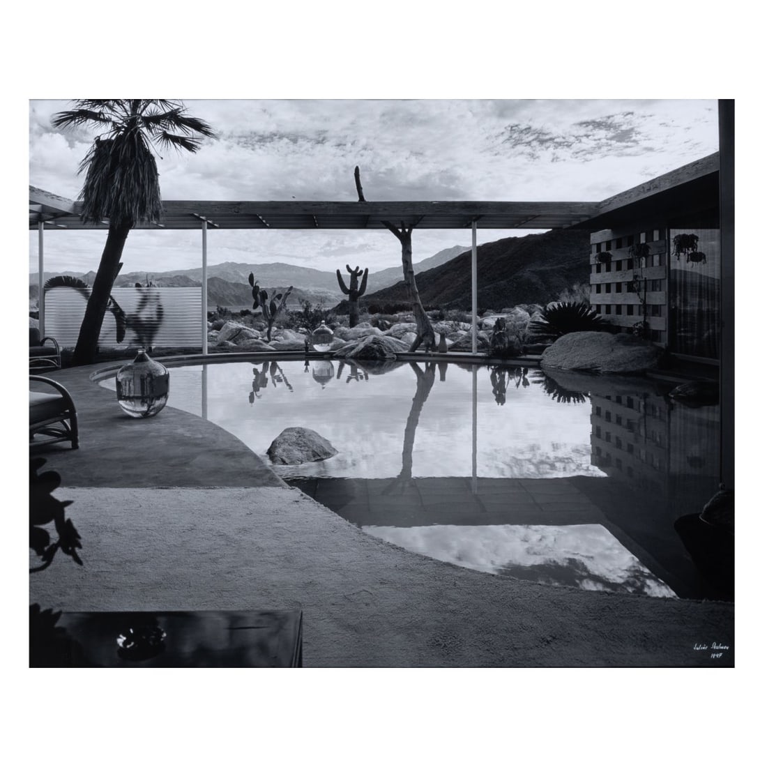 Julius Shulman (1910 New York City - 2009 Los Angeles, CA), 'Albert Frey, Loewy House, Palm: <p>Silver gelatin print on Ilford MGD.44M pearl paper. 60.8 x 75.9 cm (image), 62.5 x 78 cm (framed). Signed lower right: Julius Shulman and dated: 1947 (white felt-tip pen). Adhesive label vers