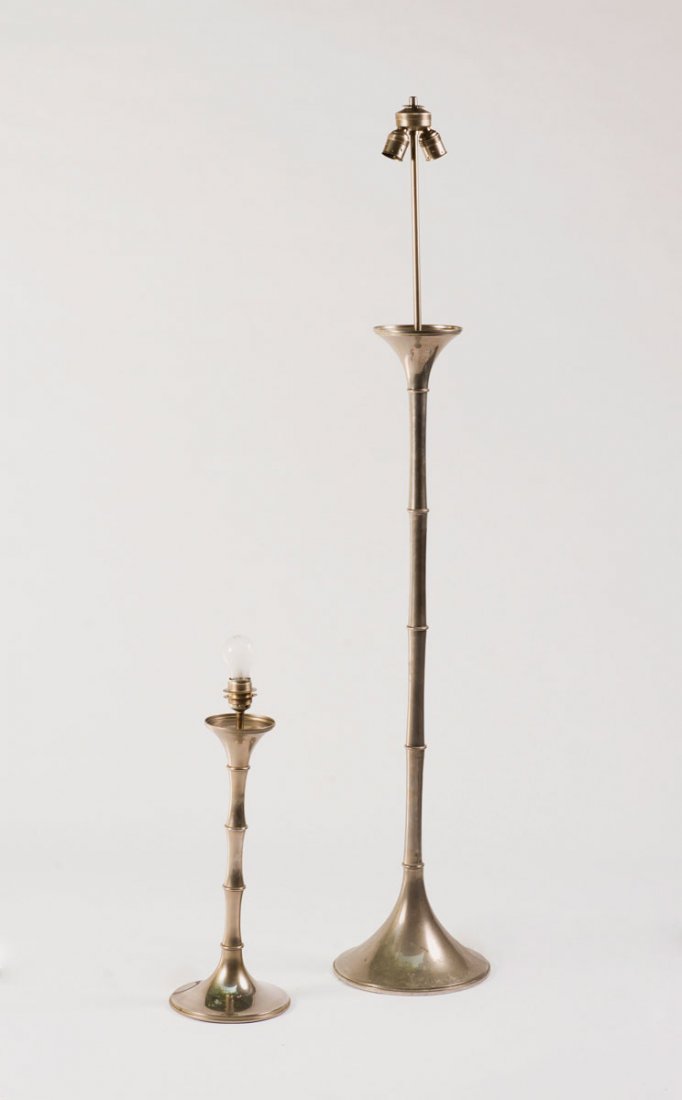 'ML 1F' table light and floor light: Ingo Maurer. 'ML 1F' table light and floor light, c1968. Table light: H. 56 cm; floor light: H. 154 cm. Made by Design M Ingo Maurer, Munich. Metal tube and sheet metal.