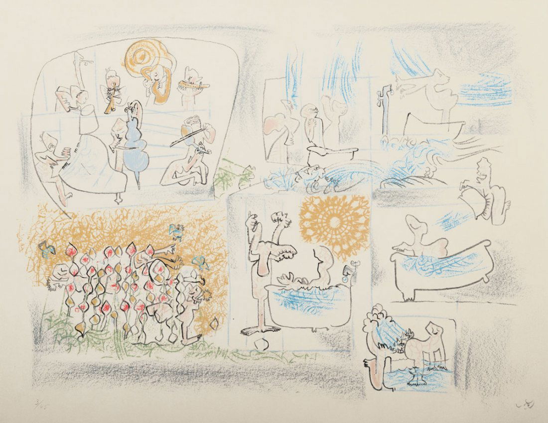 'Baden-Baden (Bad, worst and often)': Roberto Matta. 'Baden-Baden (Bad, worst and often)', 1975. 56.0 x 71.0 cm (paper). Colour lithograph on laid paper. Monogramme RM, numbered. No. 3 from an edition of 45.