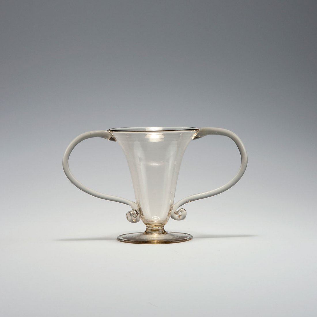 'Libellula' vase: Vittorio Zecchin. 'Libellula' vase, c1921. H. 13.5 cm. Made by Venini & C. Yellow glass.
