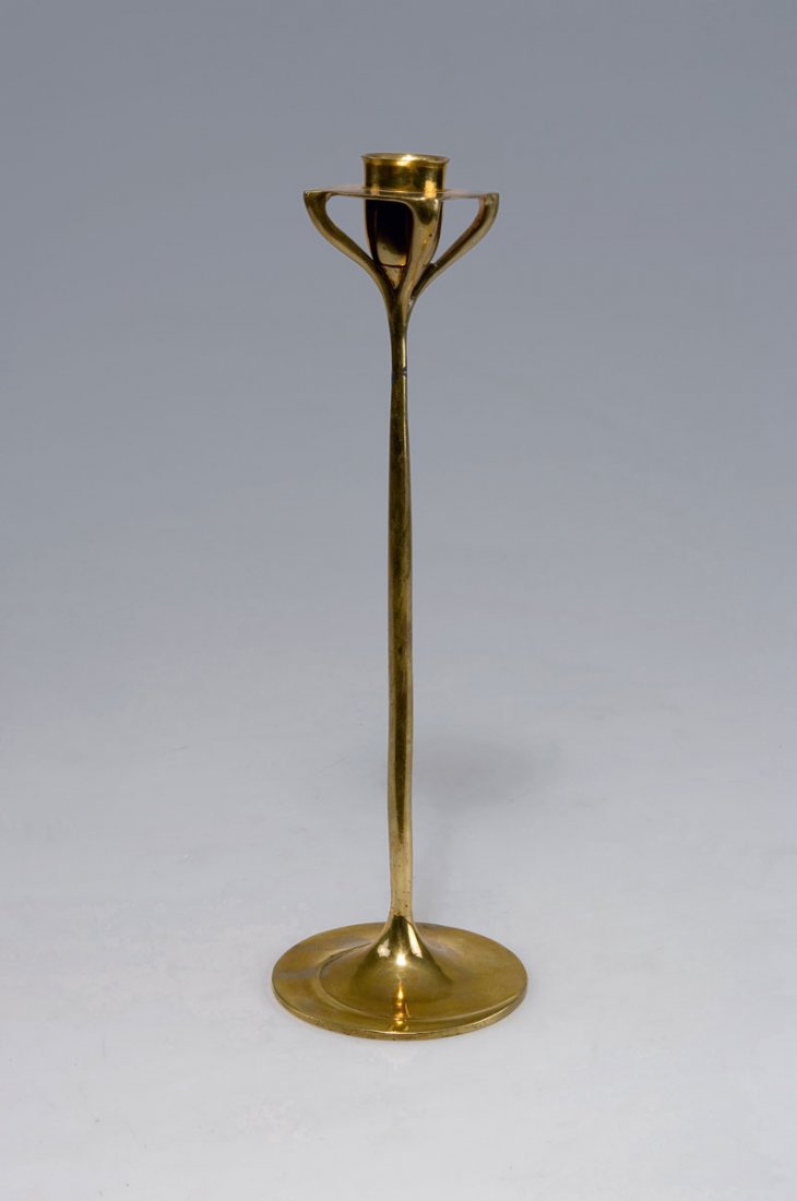 Richard Muller. Candlestick, c1901. H. 29.4 cm. Made by: Richard Muller. Candlestick, c1901. H. 29.4 cm. Made by K. M. Seifert, Lobtau. Brass.