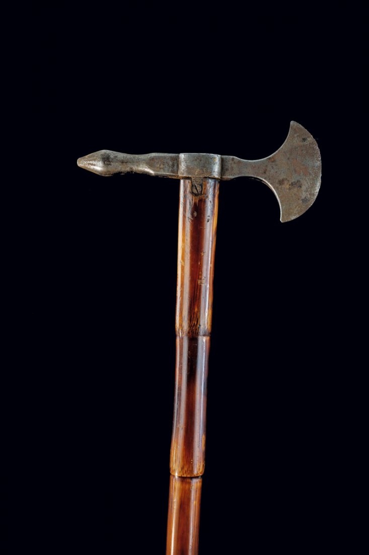 Miner's stick. Steel, bamboo. L. 84.5 cm; handle: H.: Miner's stick. Steel, bamboo. L. 84.5 cm; handle: H. 4.8 x 2.0 x 12.0 cm.