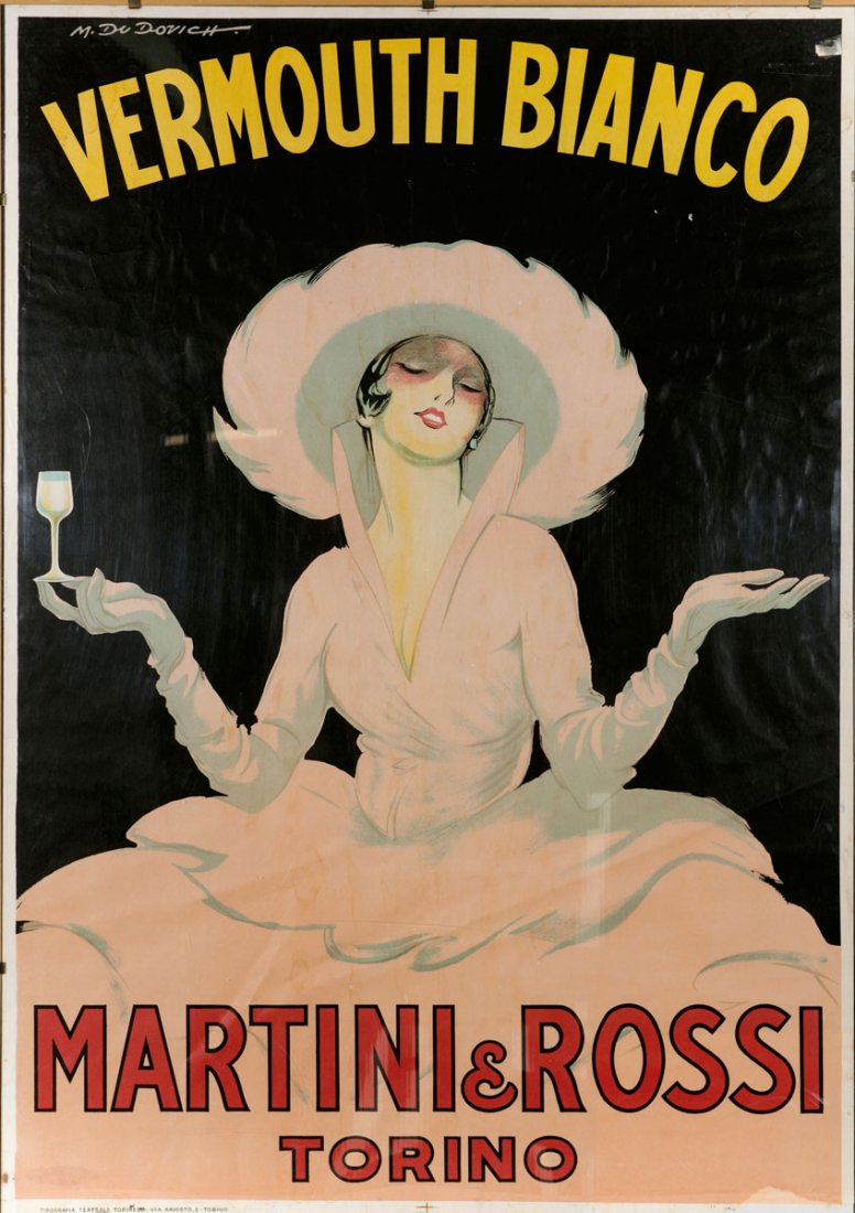 Marcello Dudovich. 'Martini & Rossi', 1959. 100.0 x: Marcello Dudovich. 'Martini & Rossi', 1959. 100.0 x 70.0 cm. Made by Teatrale Torinese. Colour lithograph on paper. Plate marked: M. Dudovich.