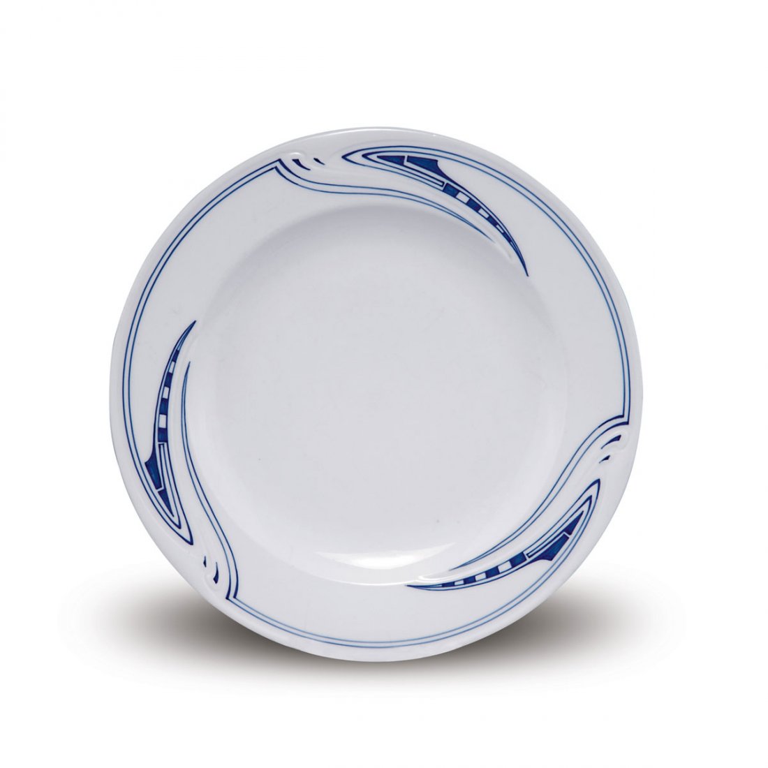 'Whiplash' dining plate: Henry van de Velde. 'Whiplash' plate, 1903. D. 26.4 cm. Made by KPM Meissen, prior to 1924. Porcelain, white, glazed, blue underglaze. Marked: Maker's mark 41., T1, artist's signet, 46.
