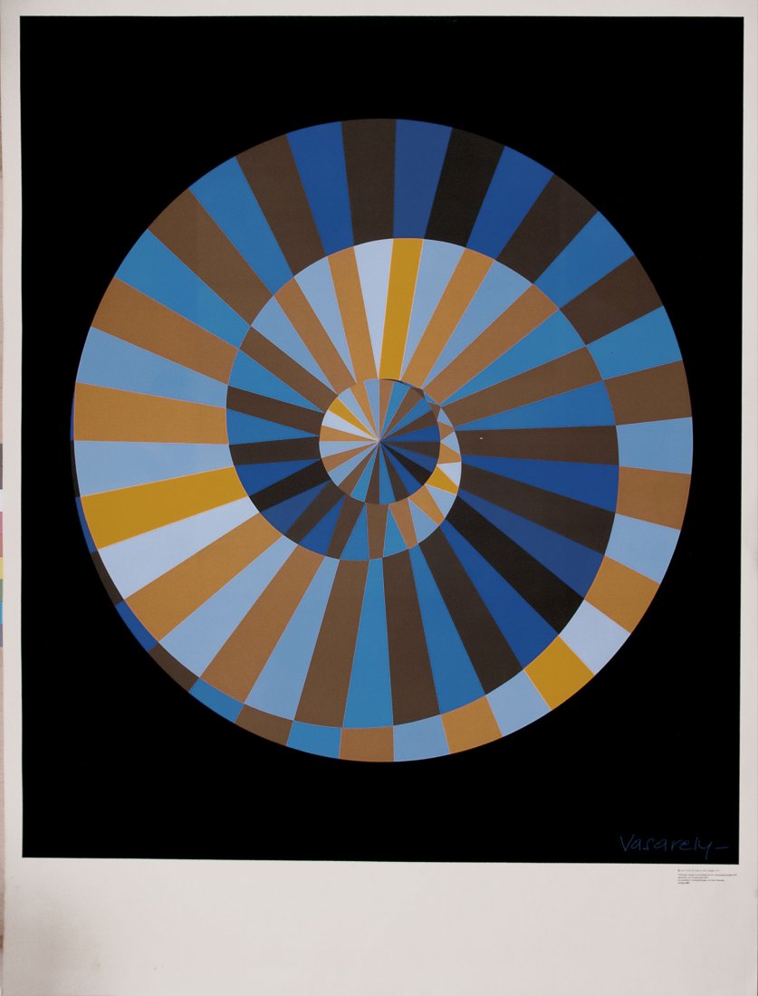 Victor Vasarely. 'Olympia', 1972. 83.5 x 74.0 cm: Victor Vasarely. 'Olympia', 1972. 83.5 x 74.0 cm (depiction), 100.0 x 78.0 cm (paper). Colour serigraph on vellum. Plate signed: Vasarely. Official emblem for the XX Olympic Games Munich 1972 designed