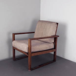 Peter Keler (attributed). Easy chair, 1930s. H. 80 x 57: Peter Keler (attributed). Easy chair, 1930s. H. 80 x 57 x 72.5 cm. Beechwood, stained dark, white fabric.