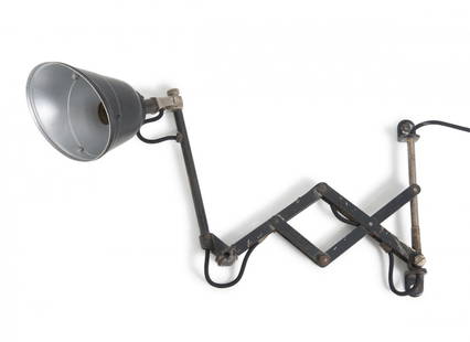 Curt Fischer. 'Midgard' extensible light, 1926. H. 29 x: Curt Fischer. 'Midgard' extensible light, 1926. H. 29 x 88 x 15.5 cm. Made by Auma, Roenneberger & Fischer. Sheet aluminium, nickel-plated tubular steel, painted black, plastic. Marked: Midgard, D.R.G