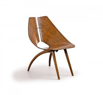 Ray Komai. '939' chair, 1949. H. 67 x 53 x 59 cm. Made: Ray Komai. '939' chair, 1949. H. 67 x 53 x 59 cm. Made by J. G. Furniture Systems, Quakertown, Pennsylvania. Plywood, walnut veneer.