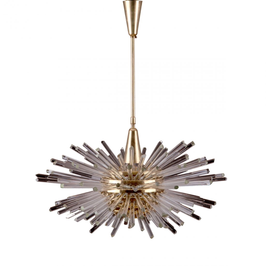 Bakalowits & Sons, Vienna. 'Miracle' ceiling light,: Bakalowits & Sons, Vienna. 'Miracle' ceiling light, c1960. H. 77 cm; D. 66 cm. Brass, glass rods.