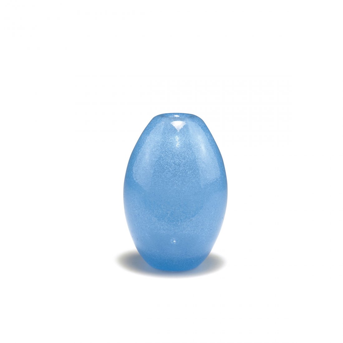 'A bollicine' vase, c1934-36: Carlo Scarpa. 'A bollicine' vase, c1934-36. H. 12.5 cm. Made by Venini & C. Bubbly blue glass. Marked: venini murano MADE IN ITALY (acid stamp).