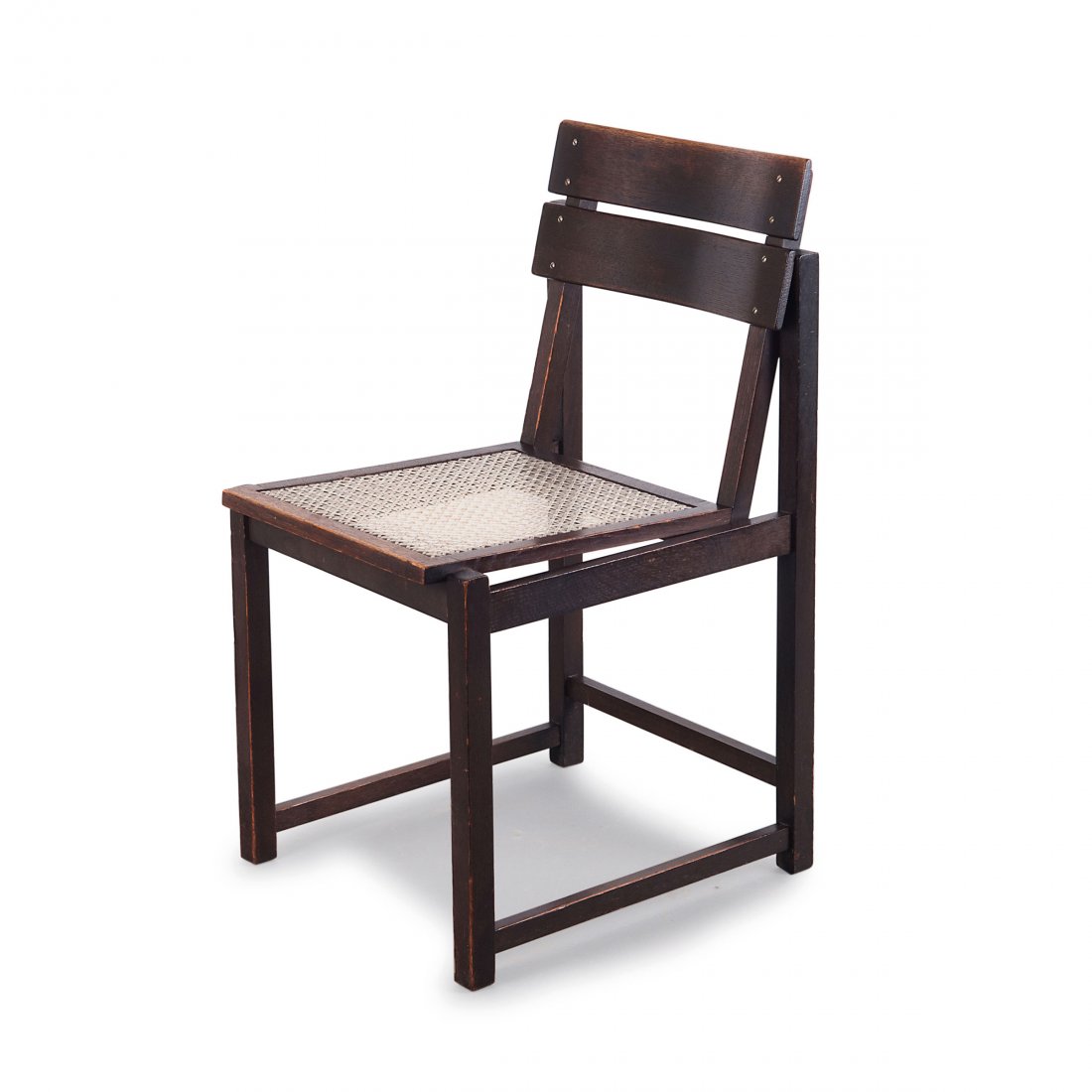 Chair, c1926: Erich Dieckmann. Chair, c1926. H. 81 x 43.5 x 52.5 cm. Made at Bauhochschule Weimar (attributed). Elmwood, stained dark, nylon work.