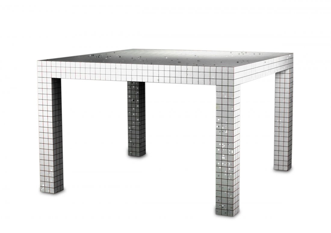 'Quaderna' table, 1971: Superstudio; Piero Frassinelli; Alessandro Magris; Roberto Magris; Adolfo Natalini; Cristiano Toraldo di Francia. 'Quaderna' table, 1971. H. 72 x 126 x 126 cm. Made by Zanotta, Milan. Plywood with bla