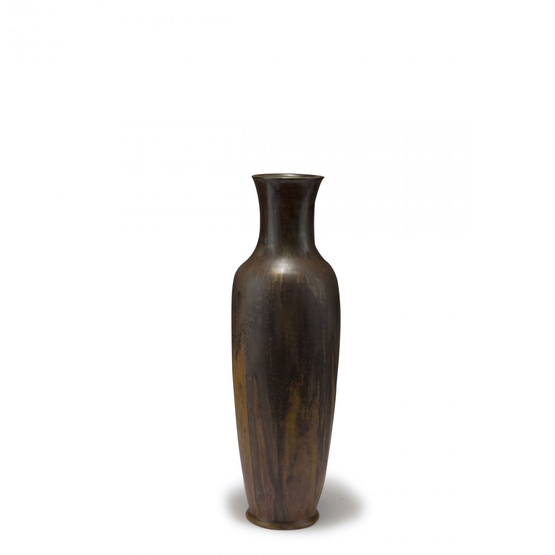 Tall vase, c1900: Basile J. Theodule Perrot, Arquian. Tall vase, c1900. H. 42.9 cm. Stoneware, high-firing glaze, brown. Signed: Theo Perrot, 195, XIV.