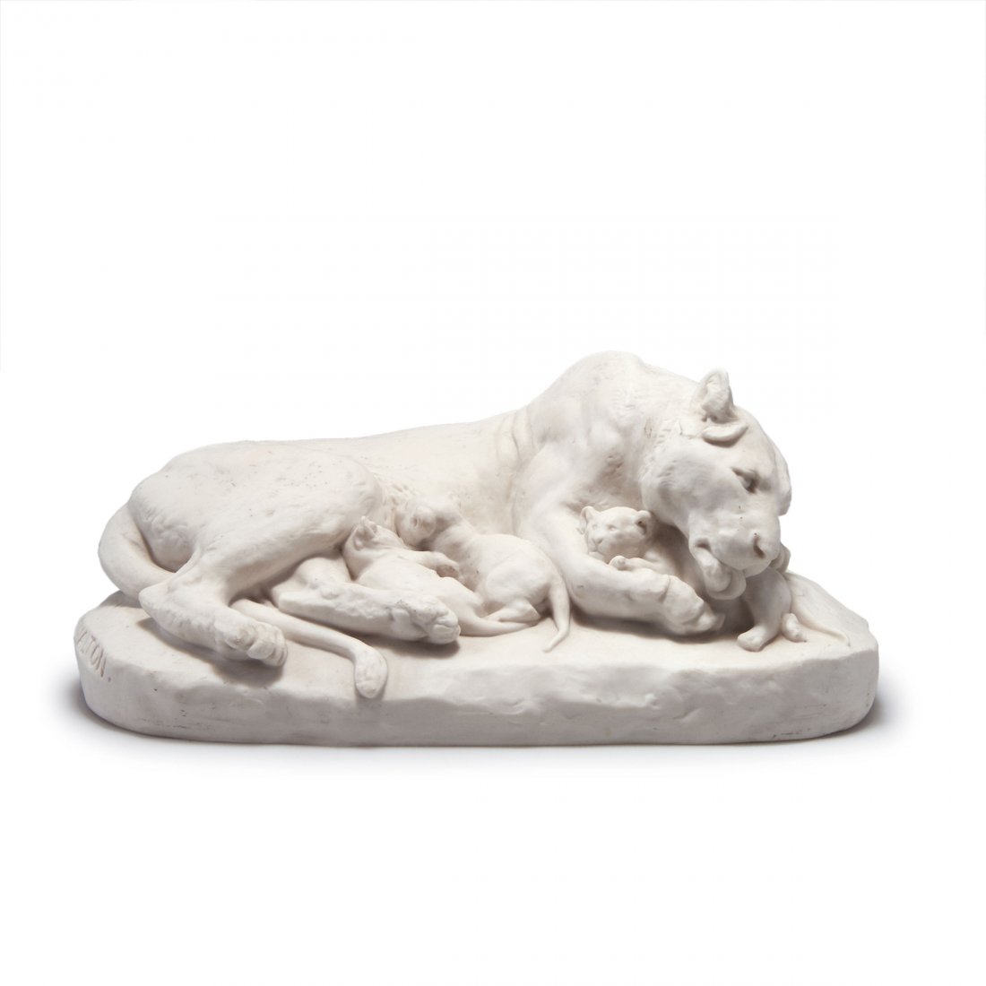 Group of lions, 1903: Charles Valton. Group of lions, 1903. H. 10.3 cm, 24.5 x 13.5 cm. Made by Manufacture Nationale de Sevres. Porcelain, unglazed. Marked: C. VALTON, SEVRES JR 03.