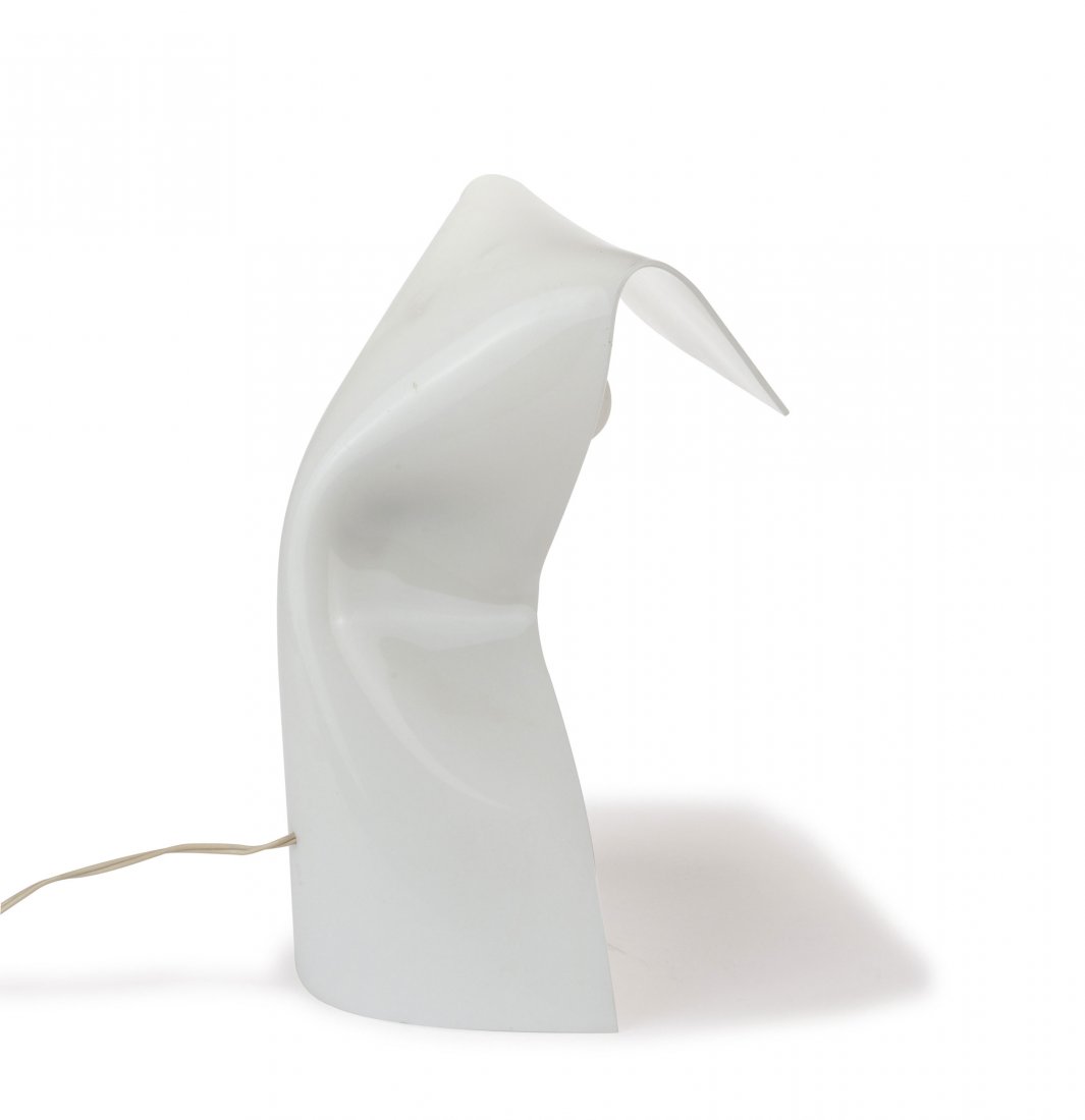 Table light, c1950: Hanns Hoffmann-Lederer. Table light, c1950. H. 35.5 cm. Made by Heinz Hecht, Darmstadt, for hl-leuchten, Darmstadt. White plexiglas.