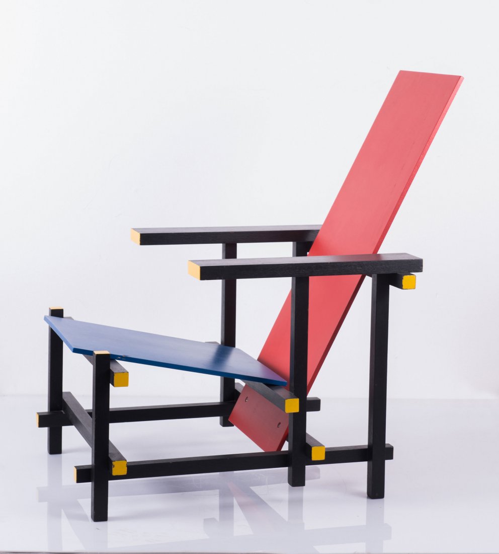 Gerrit Rietveld. 'Red and Blue' armchair, 1918. H. 86 x: Gerrit Rietveld. 'Red and Blue' armchair, 1918. H. 86 x 66 x 78 cm. Wooden slabs, painted red, blue and yellow.