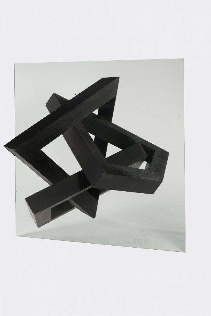 Hans-Peter Emperger. Mirror object, 1979. H. 55 x 89 x: Hans-Peter Emperger. Mirror object, 1979. H. 55 x 89 x 89 cm. Balsa wood, plate glass.