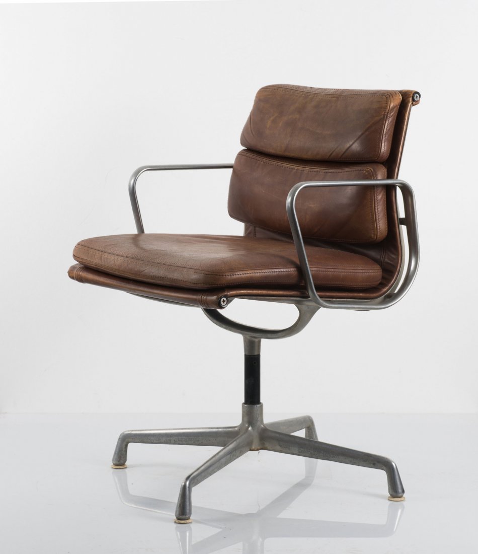Charles Eames. 'Soft Pad' armchair, 1969. H. 84 x 57 x: Charles Eames. 'Soft Pad' armchair, 1969. H. 84 x 57 x 60 cm. Made by ICF, Cadsana (attributed). Brown leather, aluminium.