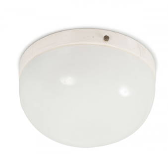 Ceiling light, c1925: Schanzenbach & Co., Frankfurt. Ceiling light, c1925. H. 9.3 cm, D. 18.2 cm. Earthenware, glazed white, opal white glass. Marked: GXE 9315, 2105.