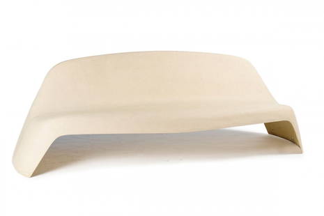 Garden Bench '1000', 1964: Walter Papst. '1000' bench, 1964. H. 80 x 236 x 64 cm. Made by Wilkhahn, Eimbeckhausen. Polyester, reinforced with fiberglass, painted creme-white. Marked: Maker's mark and paper label.
