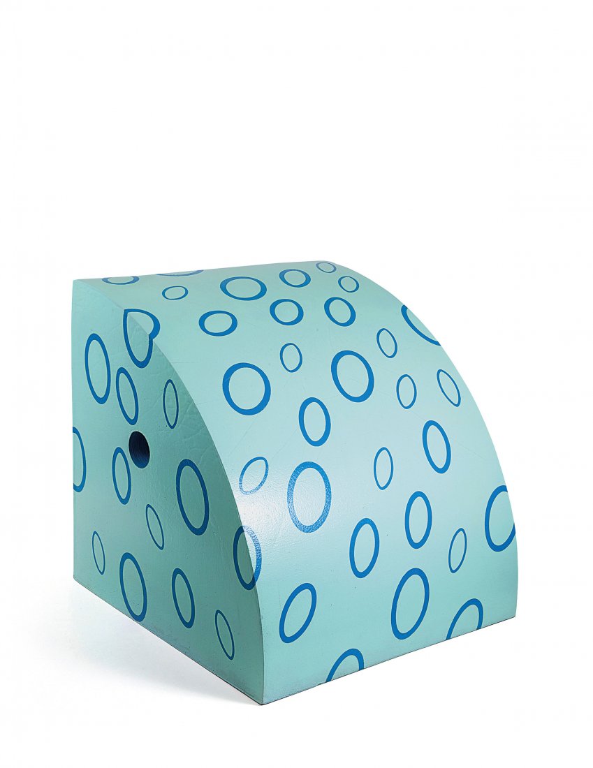 'Torneraj' seat, 1969: Giorgio Ceretti; Piero Derossi; Ricardo Rosso; Piero Gilardi. 'Torneraj' object, 1969. H. 85 x 84.5 x 87 cm. Made by Gufram, Balangero. Polyurethane foam, painted turquoise. Marked: GUFRAM MULTIPLI 86
