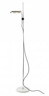 'Tegola TT4' floor light, 1970s: Bruno Gecchelin. 'Tegola TT4' floor light, 1970s. H. 190 cm, D. 30 cm. Made by Skipper/Pollux, Milan. White marble base, chrome-plated tubular metal, sheet metal, painted white.