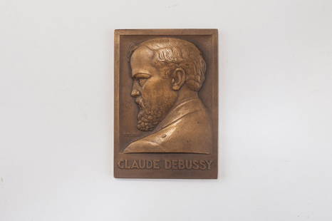 'Claude Debussy', 1930: Pierre Turin. 'Claude Debussy', 1930. 5.9 x 4 cm. Bronze. Signed: P. TURIN, Paris Mint, BRONZE.