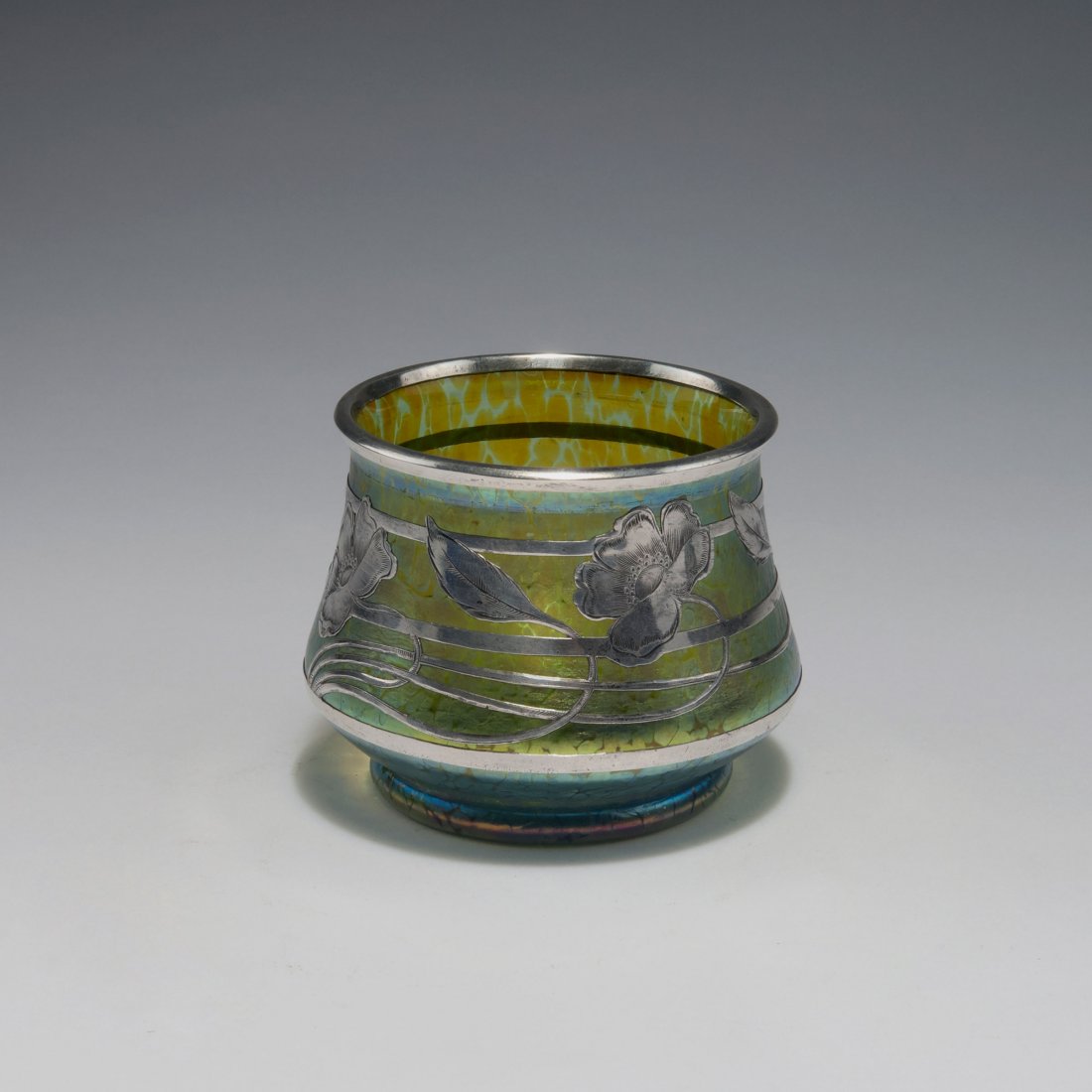 'Papillon' vase with silver-overlay, c1900 (1 of 3)