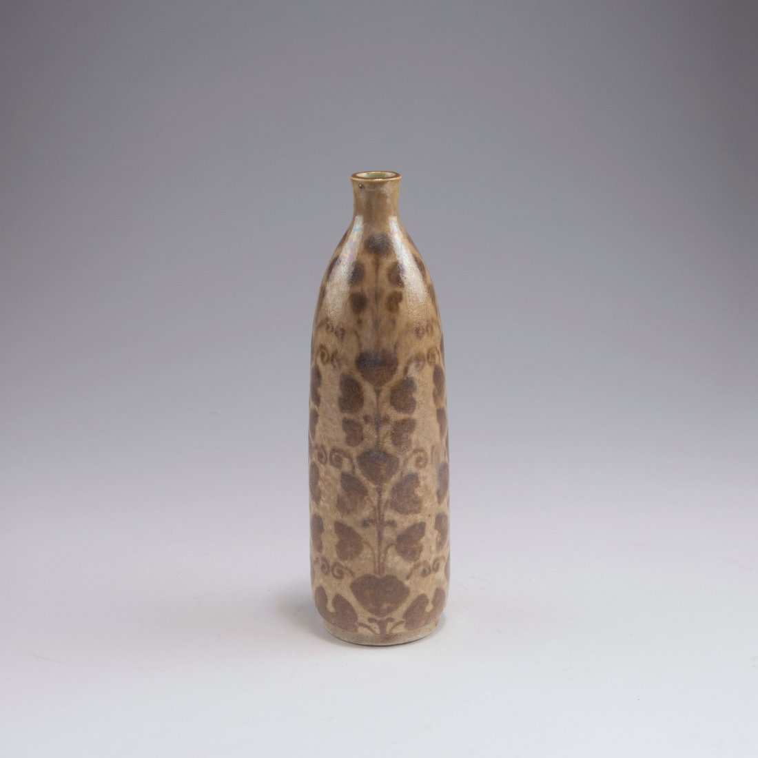 Vase, 1902: Emile Diffloth, Creteil. Vase, 1902. H. 24.3 cm. Porcelain, white, glazed, beige/brown lustre glaze. Signed: Artist's signet, I 21.2, collection label.