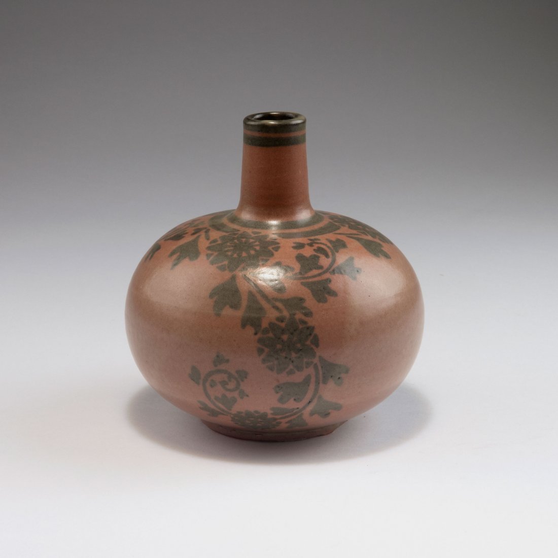 Vase, 1912-13: Emile Lenoble, Choisy-le-Roi. Vase, 1912-13. H. 16 cm. Stoneware, dark green matt glaze on red. Faint signature.