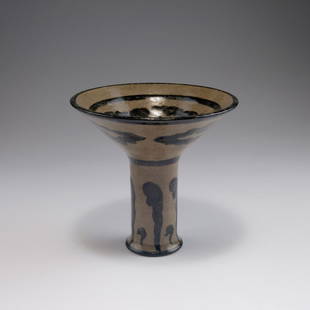 Vase, 1920s: Fernand Rumebe, Auteuil. Vase, 1920s. H. 17.5 cm. Stoneware, glazed black on grey/beige. Signed: FR.