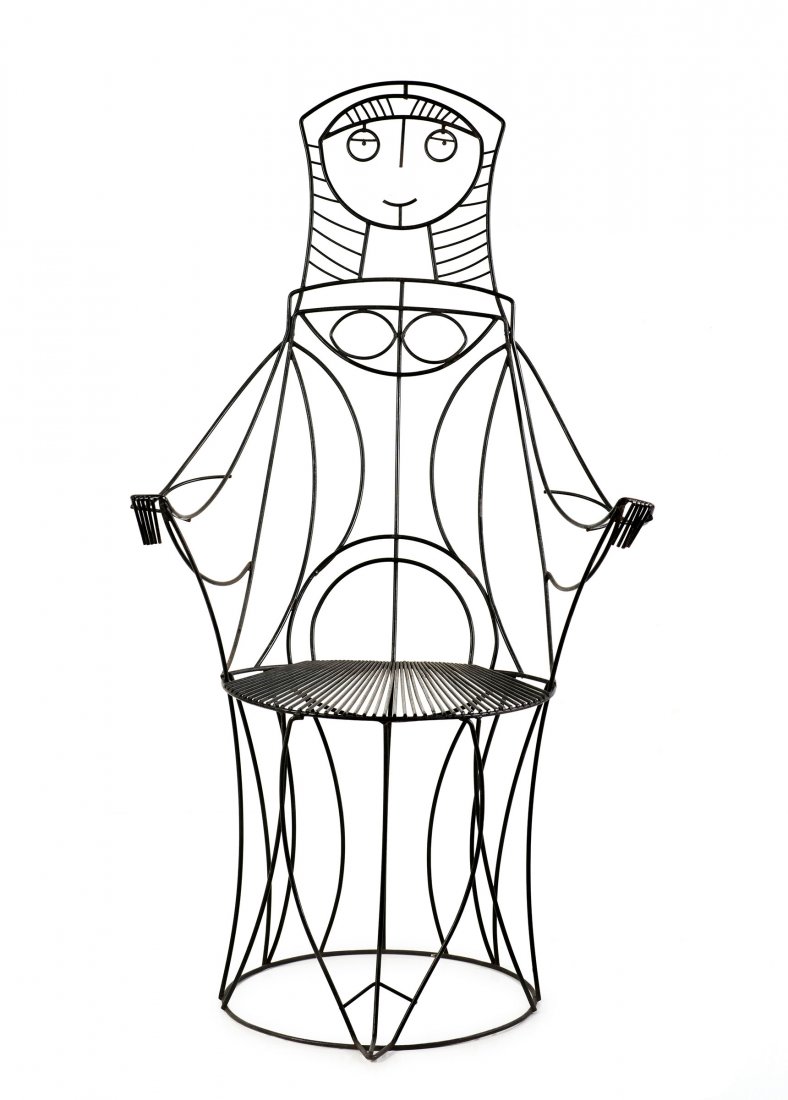 'Lady chair', 1964: John Risley. 'Lady chair', 1964. H. 125 x 70 x 63 cm. Made by Luger Manufacturing Corp. for Raymor, New York. Steelrods, painted black.