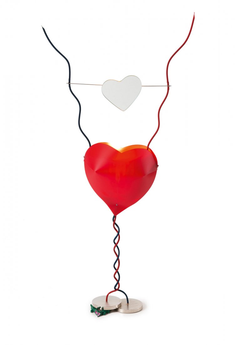 'One from the Heart' table light, 1989: Ingo Maurer. 'One from the Heart' table light, 1989. H. 95 cm, L. 40 cm (appr.). Made by Design M Ingo Maurer, Munich. Metal, glass, plastic.