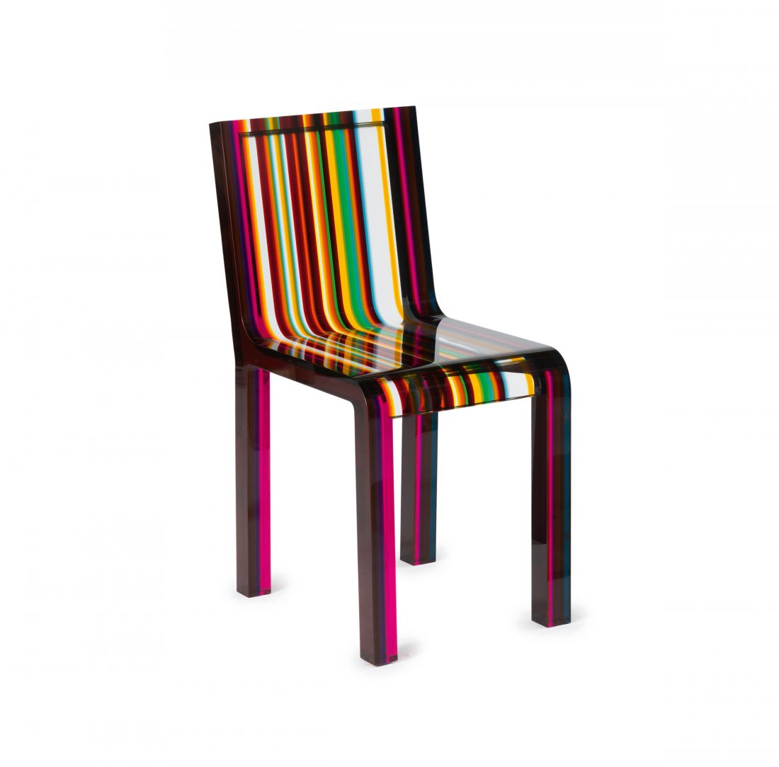 'Rainbow' chair, 2000: Patrick Norguet. 'Rainbow chair', 2000. H. 80 x 37x 53 cm. Made by Cappellini, Arosio, in the 2000s. Polychromatic polymethylmethacrylate.