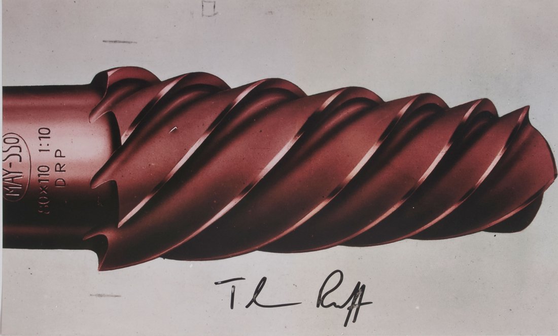 After 'Maschine 3520', 2003: Thomas Ruff. After 'Maschine 3520', 2003. Colour offset on offset paper. 36.8 x 58.5 cm (sheet). Signed below: th Ruff (black sharpie). Modified motif after the C-Print "Maschine 3520" from the year 2