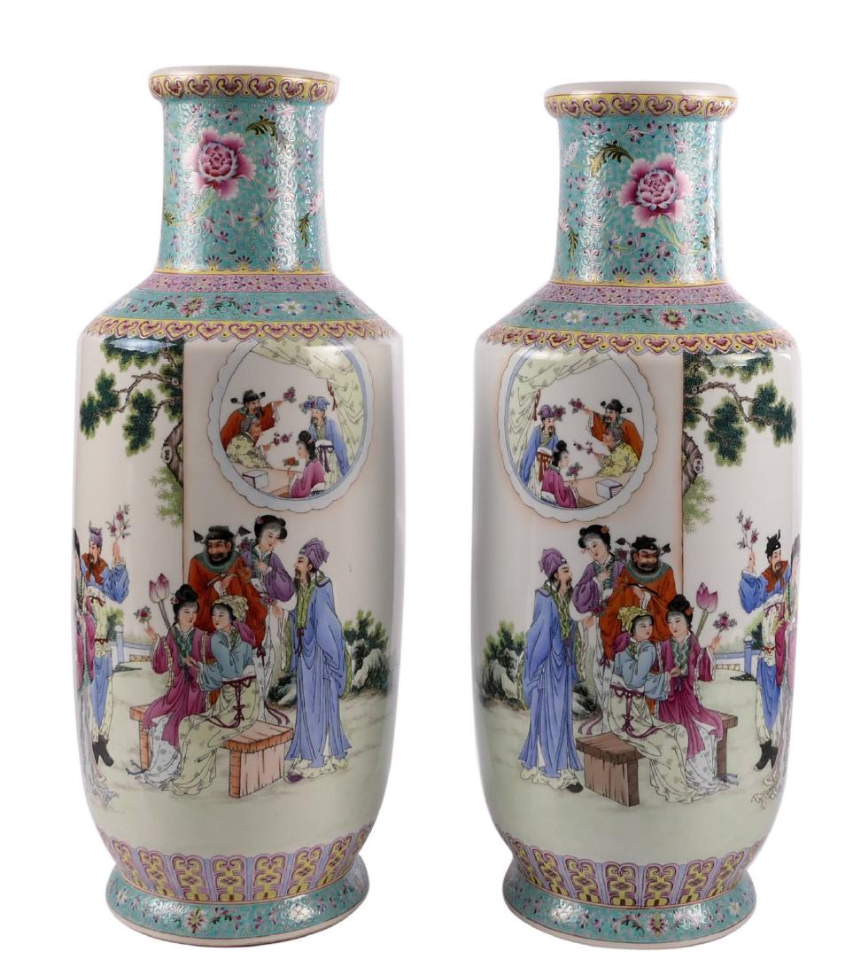 A pair of Chinese famille rose and polychrome rouleau (1 of 12)