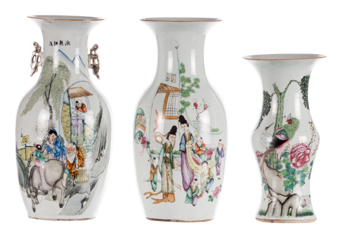 Two Chinese famille rose and polychrome decorated vases (1 of 9)