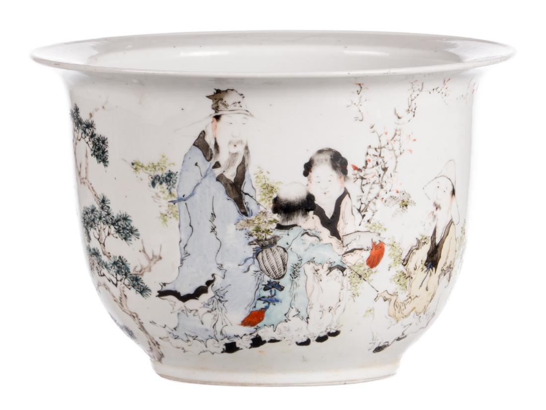 A Chinese polychrome decorated cache-pot with an (1 of 11)