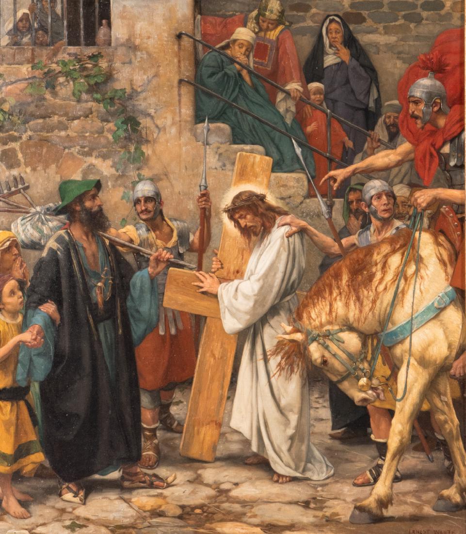 Wante E., a cross scene, oil on canvas, 71 x 80,5 cm (1 of 8)