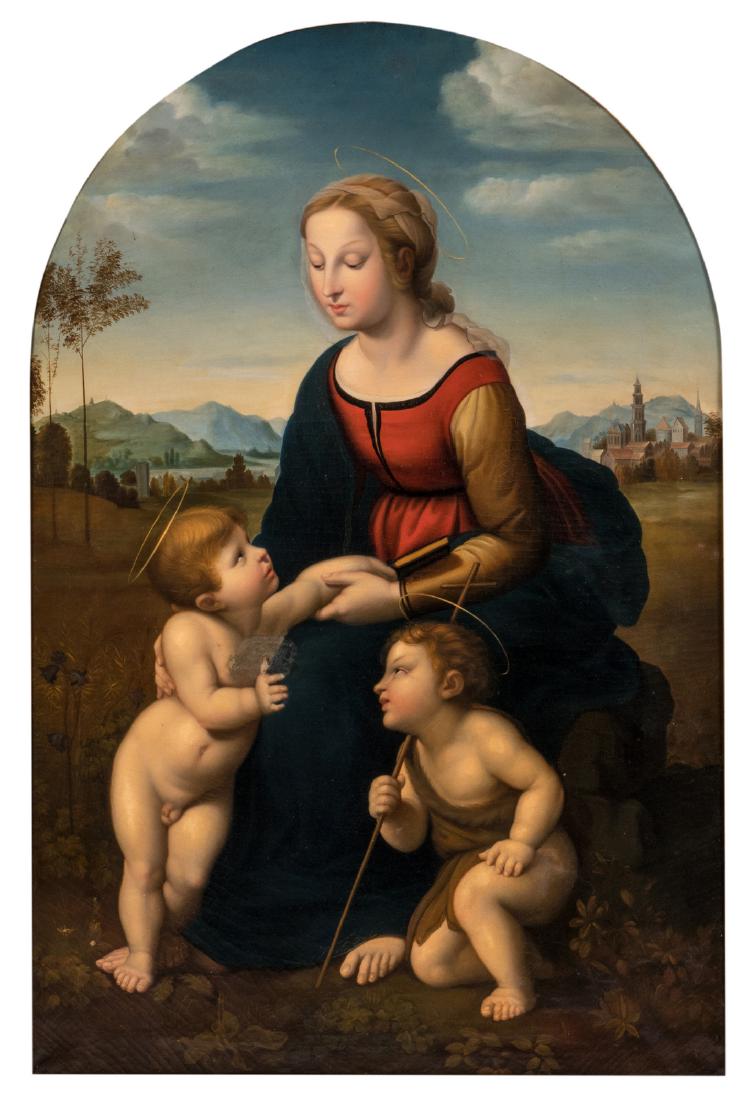 Unsigned, Mary, Jesus and John after Raphael, oil on (1 of 11)