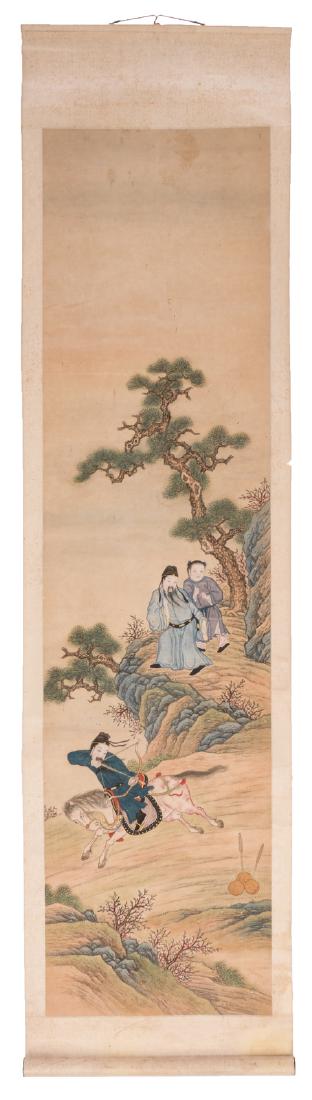 Ten Chinese scrolls depicting daily life court scenes / (1 of 20)