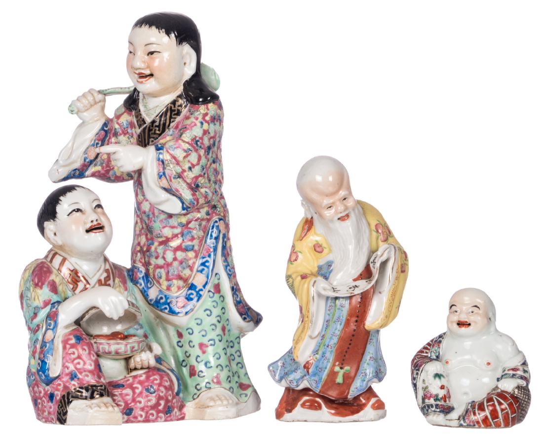 A Chinese polychrome decorated group, a Shou Xing (1 of 9)
