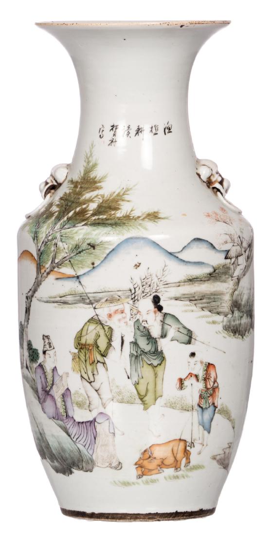 A Chinese polychrome decorated vase with an animated (1 of 10)
