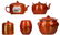 Two Chinese orange ground polychrome and gilt decorated