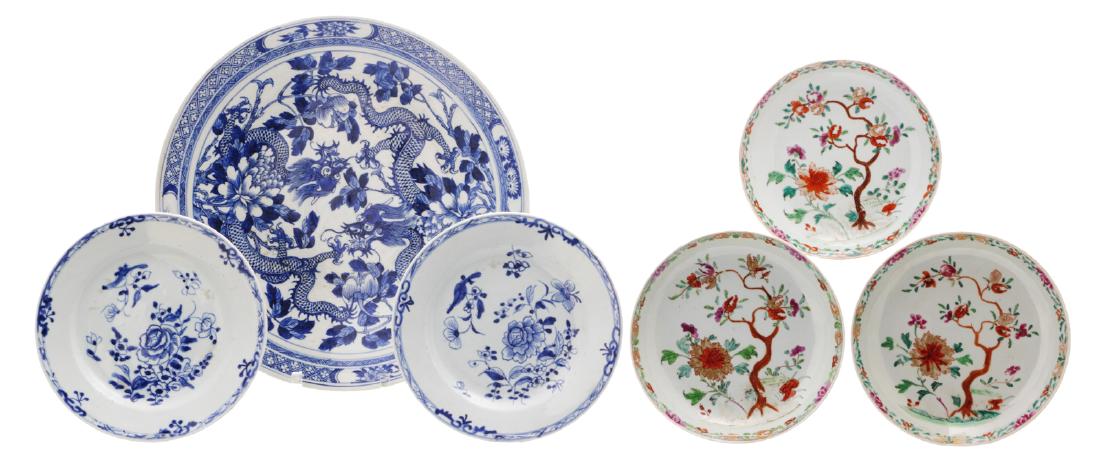 Three Chinese famille rose decorated dishes with flower (1 of 10)