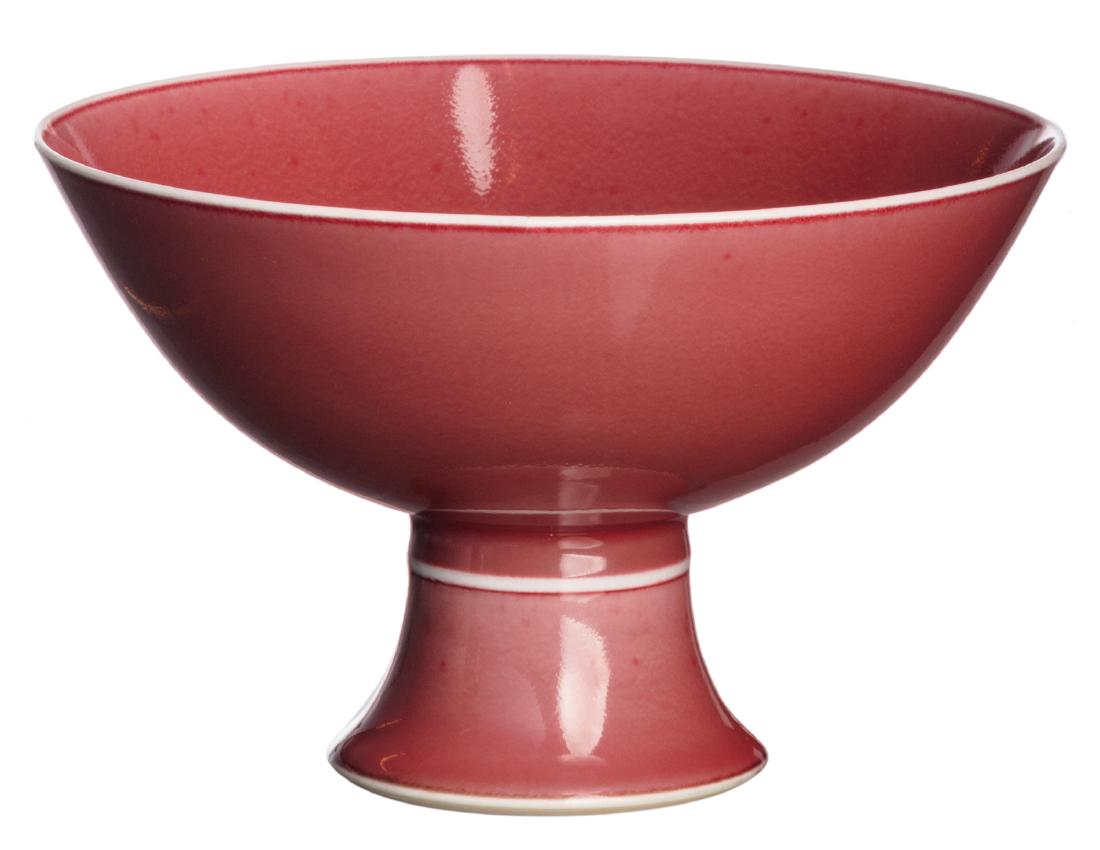 A Chinese peach bloom glazed stem bowl, Qianlong (1 of 8)