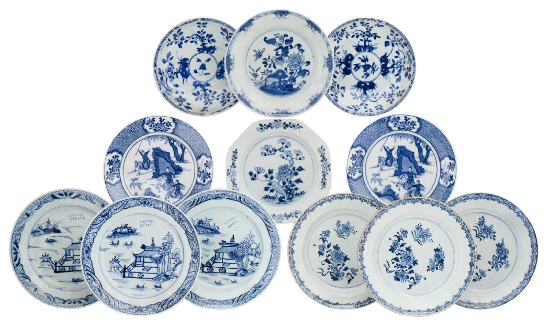 A various of Chinese blue and white floral decorated (1 of 9)